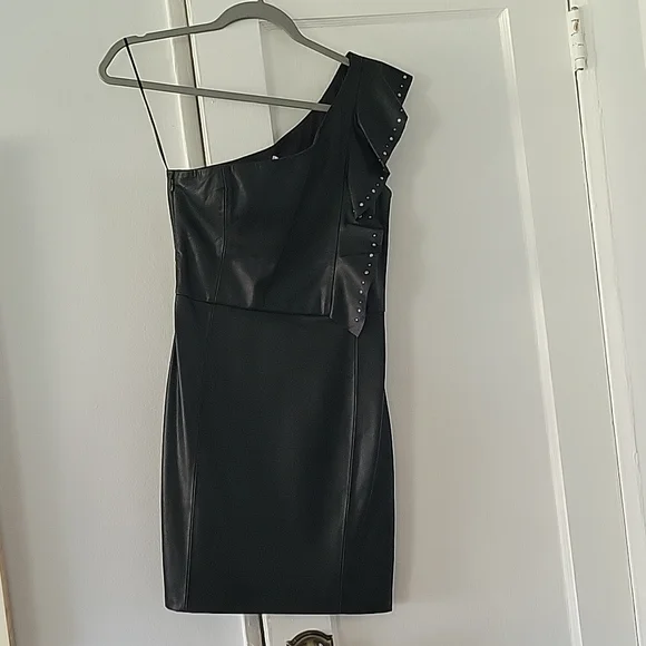 Mango leather one shoulder dress XS NWT - Picture 2 of 6